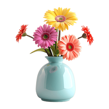Colorful Flower in a Pot on Transparent Background png