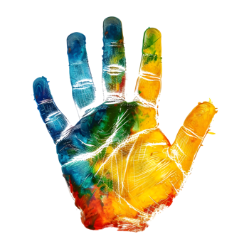 Colorful Hand Prints on Transparent Background png