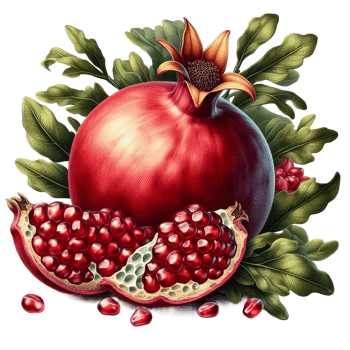 Old botanical pomegranate illustration isolated on transparent background png