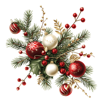 Festive Christmas Tree Branches with Bells on Transparent Background png