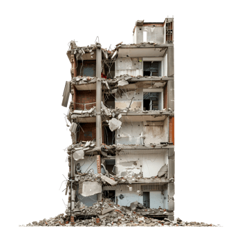 Demolished Building on Transparent Background png