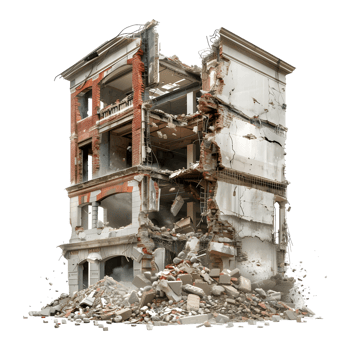 Demolished Building on Transparent Background png