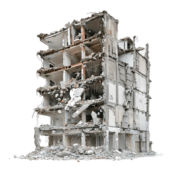 Demolished Building on Transparent Background png