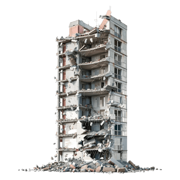Demolished Building on Transparent Background png