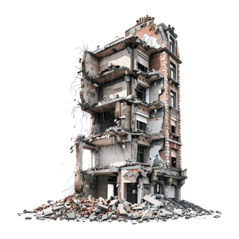 Demolished Building on Transparent Background png