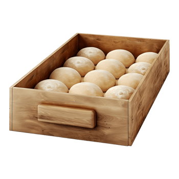 Readymade Dough of Bread in Drawer on Transparent Background png