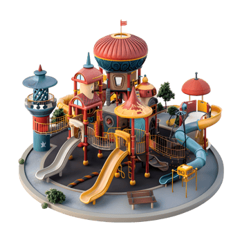 Isometric Play Area of Kids on Transparent Background png