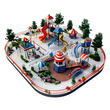 Isometric Play Area of Kids on Transparent Background png