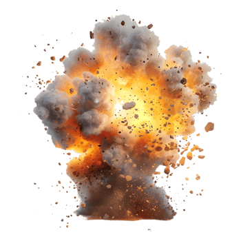 Bomb Blast Destruction with Smoke on Transparent Background png