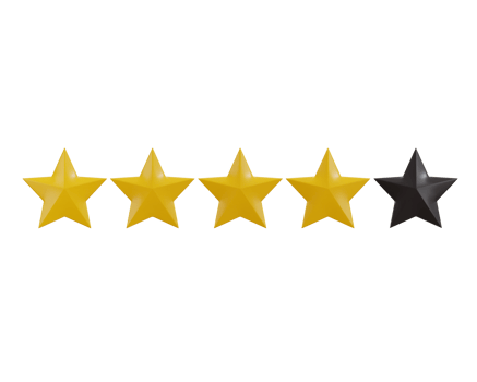 four stars ratting icon 3d render concept of customer feedback ratting icon illustration png
