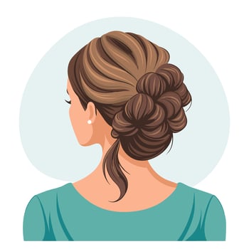 Young woman's hairstyle, back view. Women's haircut. Illustration, poster, clipart vector