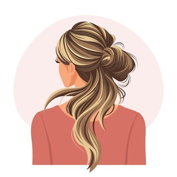 Young woman's hairstyle, back view. Women's haircut. Illustration, poster, clipart vector