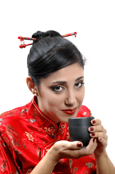 Brazilian model with Chinese style clothes and makeup png