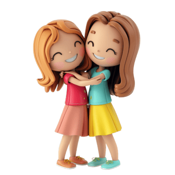 two girls hugging each other on transparent background AI-Generated png
