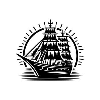 pinisi ship illustration, pinisi ship silhouette vector