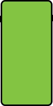 Smartphone with green screen on white background. Phone mobile telephone with a vertical green screen. Open Smartphone with green. Flat style. vector