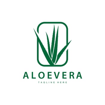 aloe vera logo cosmetic design simple green plant health symbol illustration vector