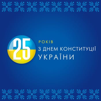 25th anniversary banner, 25 years button, Happy Constitution Day of Ukraine creative congrats vector