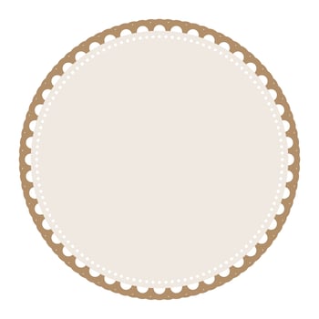 Classic Light Brown Circle Border Frame with Lace Edges Decoration Blank Sticker Label Background vector