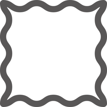 Wavy rectangle frame. Scallop edge box. Outline squiggle border. Groovy zigzag abstract shape. Cute square aesthetic banner. Retro art. png