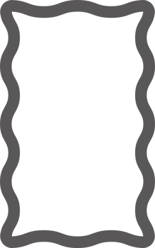 Wavy rectangle frame. Scallop edge box. Outline squiggle border. Groovy zigzag abstract shape. Cute square aesthetic banner. Retro art. png