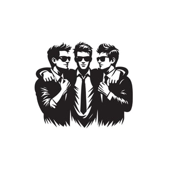 Friends silhouette on white background. Group of Friends' illustration. vector