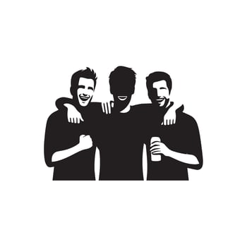 Friends silhouette on white background. Group of Friends' illustration. vector