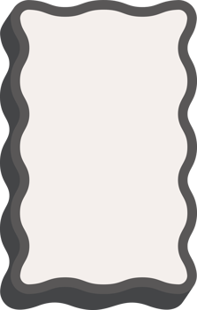 Wavy rectangle frame. Scallop edge box. Outline squiggle border. Groovy zigzag abstract shape. Cute square aesthetic banner. Retro art. png