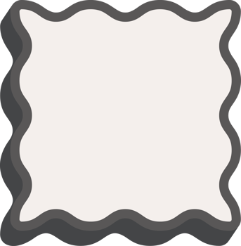 Wavy rectangle frame. Scallop edge box. Outline squiggle border. Groovy zigzag abstract shape. Cute square aesthetic banner. Retro art. png