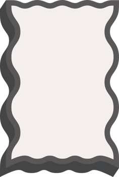 Wavy rectangle frame. Scallop edge box. Outline squiggle border. Groovy zigzag abstract shape. Cute square aesthetic banner. Retro art. png