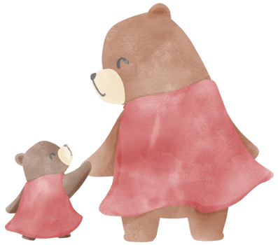 Retro Fathers Day Bear with Baby Bear Heartwarming watercolor Illustration png