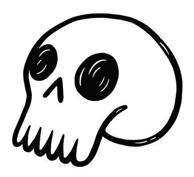 Skull sketch hand drawn drawing illustration black ink line art outline dark academia gothic goth girl witchy aesthetic simple minimalist element object png
