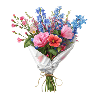 Colorful Flowers Bokeh on Transparent Background png