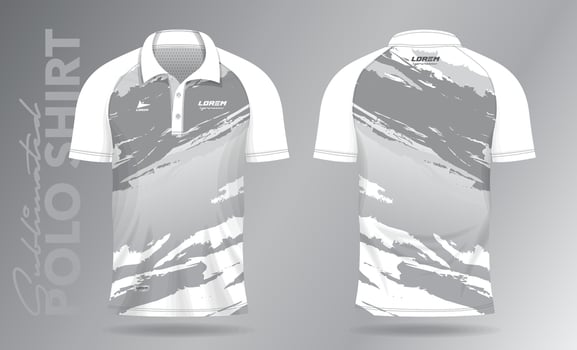 Sublimation white polo shirt mockup template design for badminton jersey, tennis, soccer, football or sport uniform vector