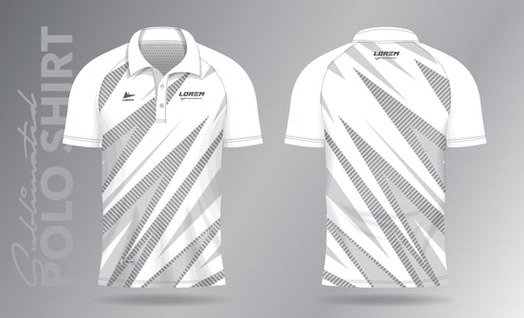 Sublimation white polo shirt mockup template design for badminton jersey, tennis, soccer, football or sport uniform vector