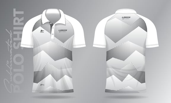Sublimation white polo shirt mockup template design for badminton jersey, tennis, soccer, football or sport uniform vector