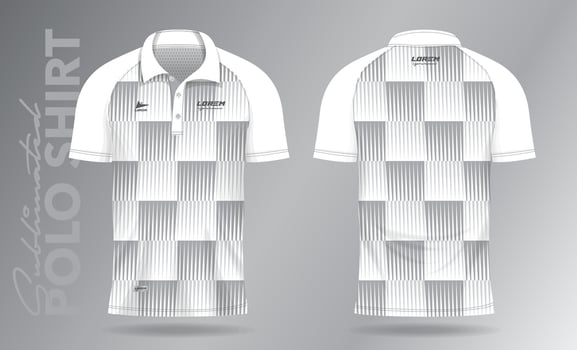 Sublimation white polo shirt mockup template design for badminton jersey, tennis, soccer, football or sport uniform vector