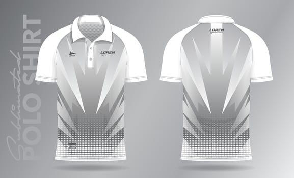 Sublimation white polo shirt mockup template design for badminton jersey, tennis, soccer, football or sport uniform vector