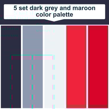 5 set dark grey and maroon color palette. Elegant maroon and dark grey colors palette. Beautiful color palette vector