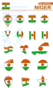Niger Flag Collection. Big set for design. vector
