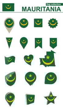 Mauritania Flag Collection. Big set for design. vector
