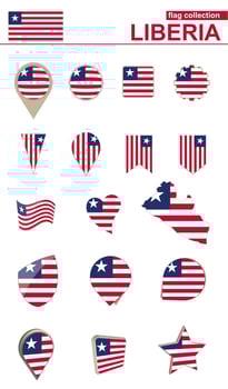 Liberia Flag Collection. Big set for design. vector