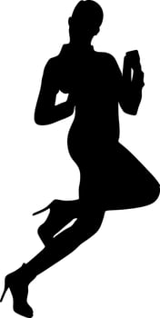 Business Woman Silhouette Over Black and White Background Illustration vector