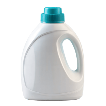 White plastic detergent bottle with blue cap png
