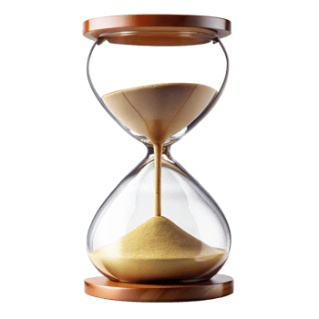 An hourglass with sand flowing steadily out of it, measuring the passage of time png