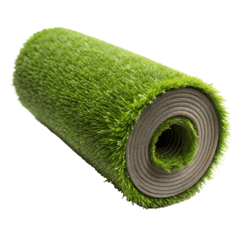 Close-up view of an artificial green grass turf roll on a transparent background, ideal for outdoor landscaping projects png