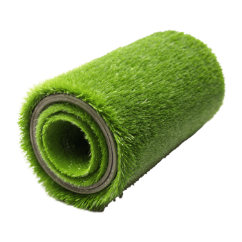 Roll of green artificial turf for gardens or sports fields shown in detail against a transparent background png