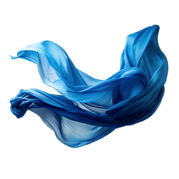 Flowing Blue Silk Fabric Floating Mid-Air on Transparent Background png
