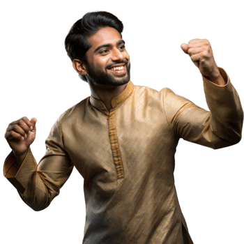 Joyful Man in Traditional Kurta Celebrating png