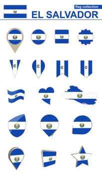 El Salvador Flag Collection. Big set for design. vector